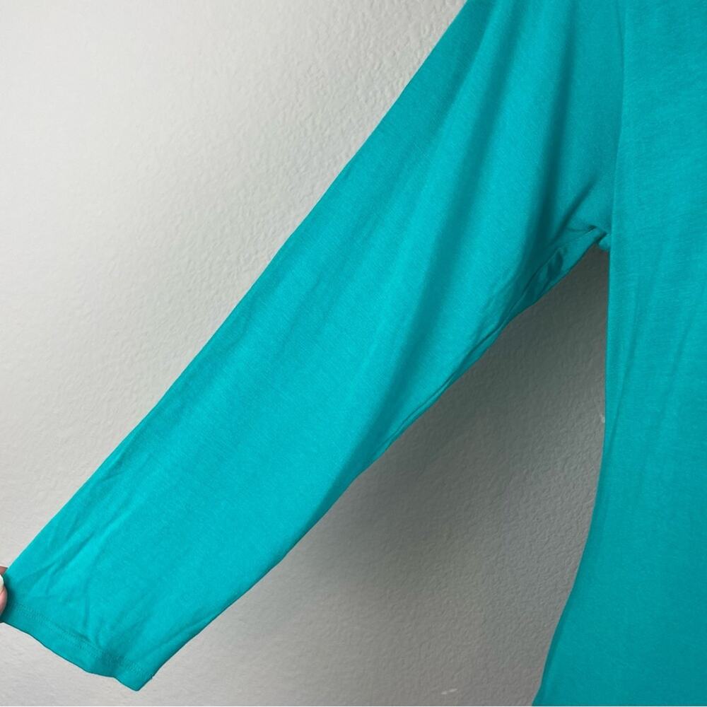 Soft Surroundings Green Stretch Knit Long Sleeve Drape Back Top Large - Picture 9 of 11
